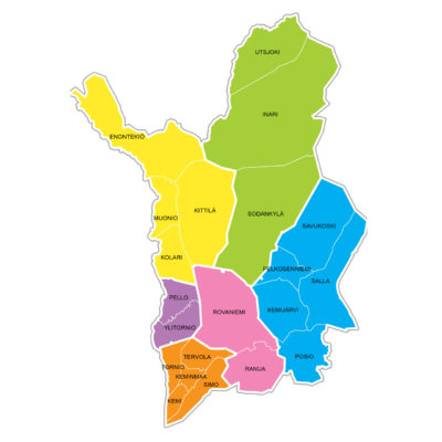 Lapin 21 kuntaa kartalla